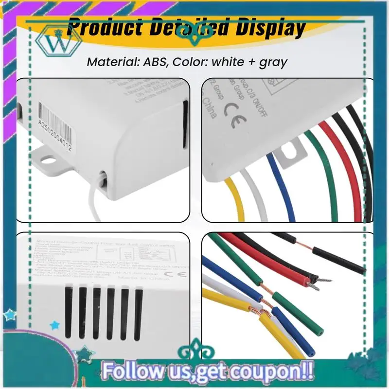 Upgraded 6X 4 Way Light Lamp Digital Wireless Remote Control Switch ON/OFF 220V