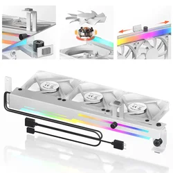 2 in 1 Graphics Card Cooler 1800RPM 5V 3Pin ARGB Graphics Card Cooling Fan with 3x80mm Fans PCI Mount Bracket