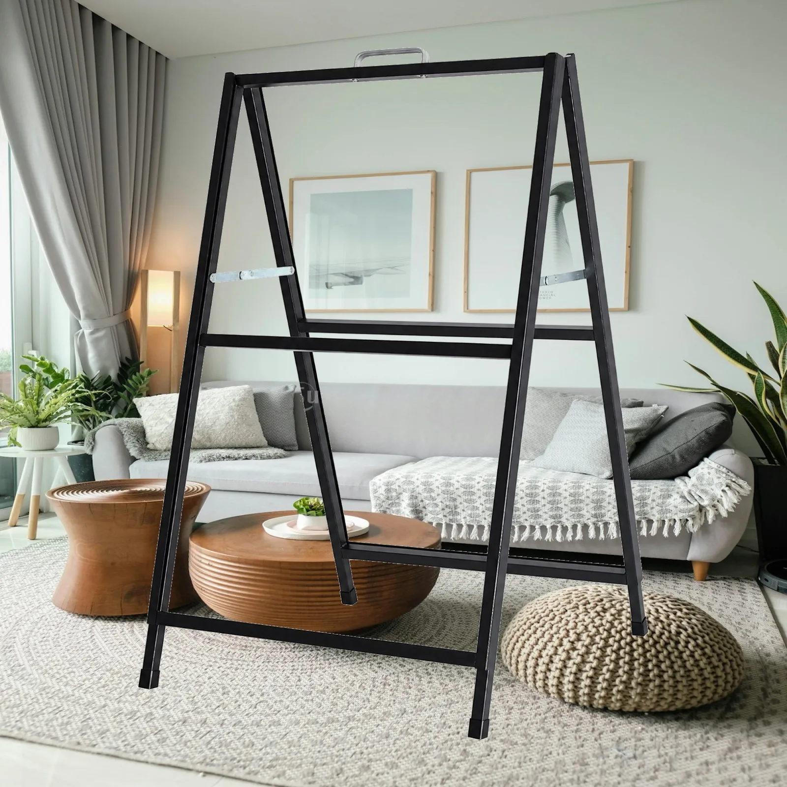 Outdoor Poster Stand Double Sided Iron Sign Holder with Carry Handle for Storefront Advertising Display