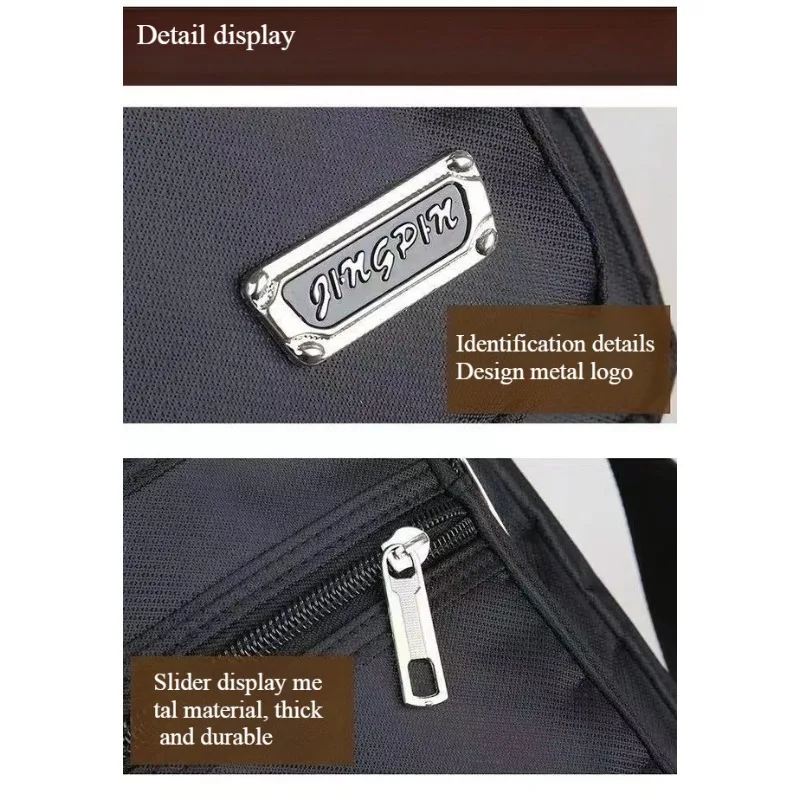 Herren-Umhängetasche, Wasserdichte und Verschleißfeste Geldbörse, Modischer Multi-Reißverschluss-Rucksack, Geschäftsreise-Schultertasche – Detail 13