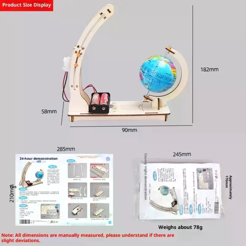 DIY 1 Set Earth Model Science Kit for Kids STEM Globe Toy Simulates Day Night Cycle for HandsOn Educational Activities