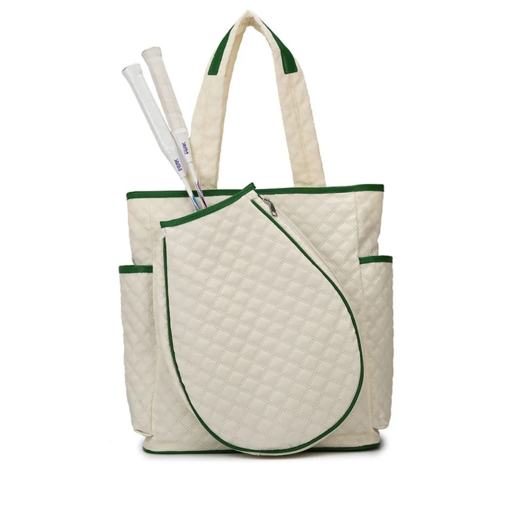 Stylish Lightweight Tennis Tote Bag Extra-Large Quilted Tennis Bag Waterproof Versatile Pickleball Racquet Bags for Women Men