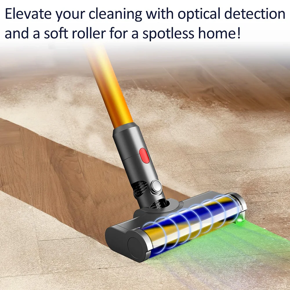 Laser Brush For Dyson V12 Detect Slim V10Slim Accessories Soft Roller Brush Head Motorhead With Green Dust Light Replacement