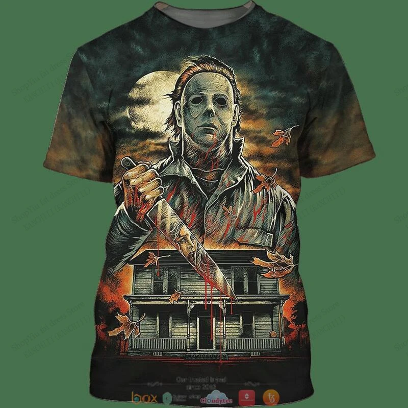 

Halloween Michael Myers 3d Print T-shirt Men Women Fashion Casual Short Sleeve T shirt Horror Movie Tops Tees Men's Clothing New