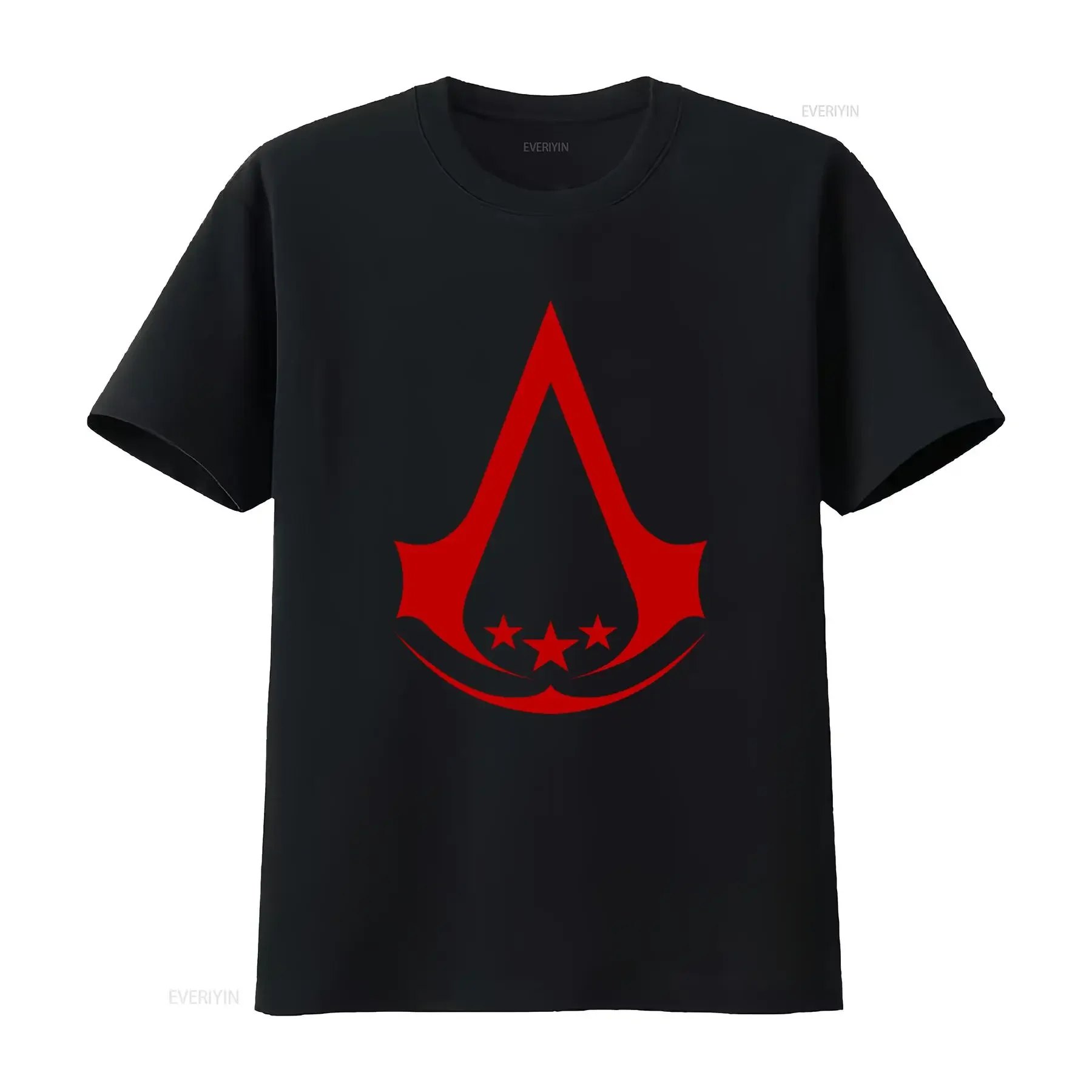 American Brotherhood of Assassins Red Logo Creed Gamer T-Shirt Schwarz Lässiges Vintage-Washed-Top für den Alltag, stilvoll