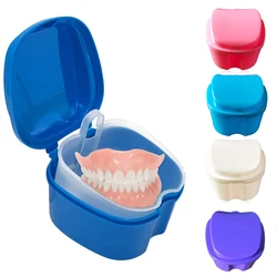 Artificial Tooth Organizer Denture Bath Box Case False Teeth Storage Box With Hanging Net Container Oral Hygiene Supplies