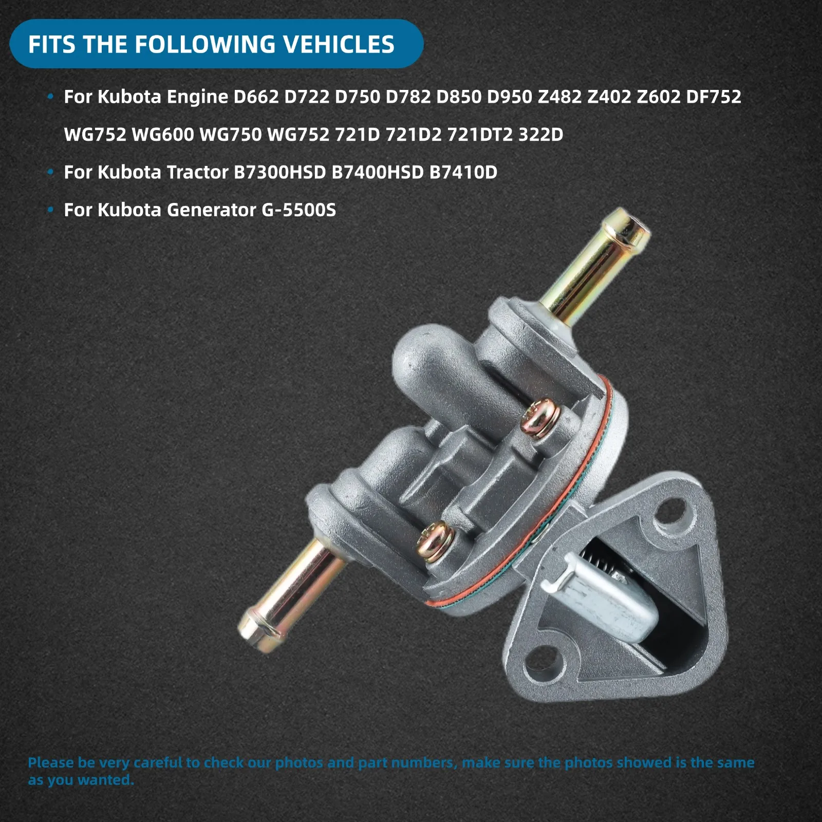 15821-52030 Fuel Lift Pump for Kubota D662 D722 D750 D782 D850 D950 DF752 WG600 WG750 12581-52030 19035-52030
