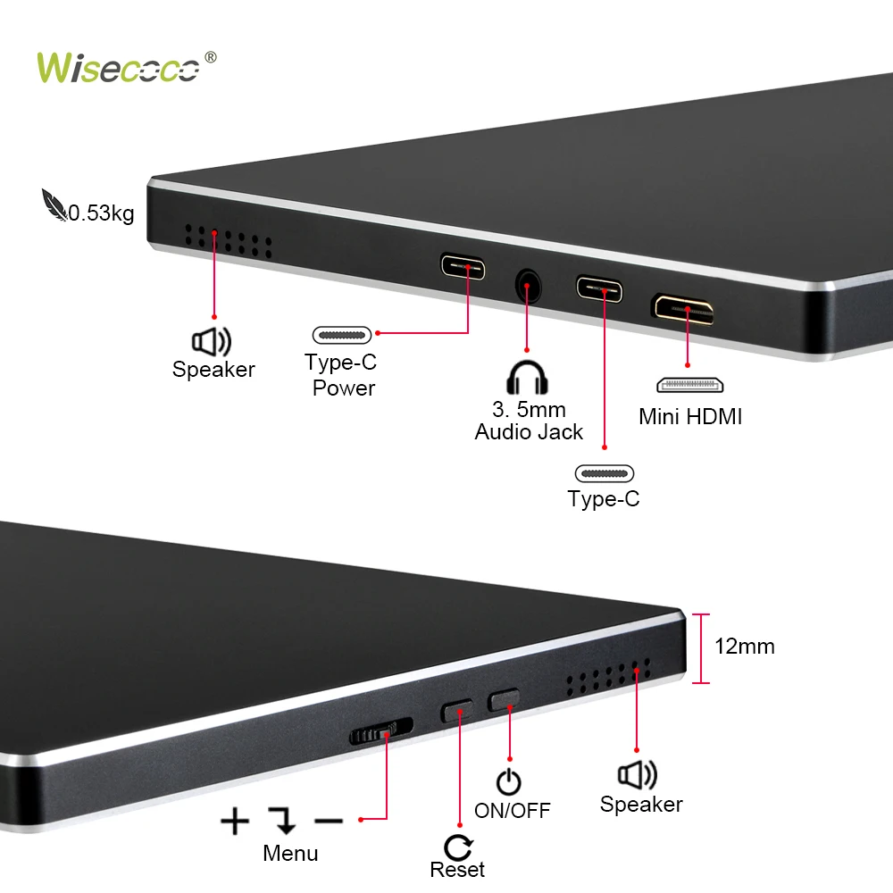 Imagem -06 - Wisecoco 2k 2560x1600 Polegada Raspberry pi Touch Monitor Usb c Hdmi Ips segundo Monitor Portátil para Macbook Laptop Phone ps 4