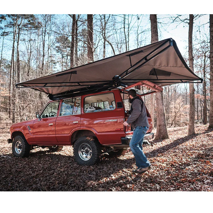 Wholesale 270 Degree Awning Car Rooftop Tent Awning Free Standing With Led 4x4 Outdoor Camping Retractable Vehicle Awning