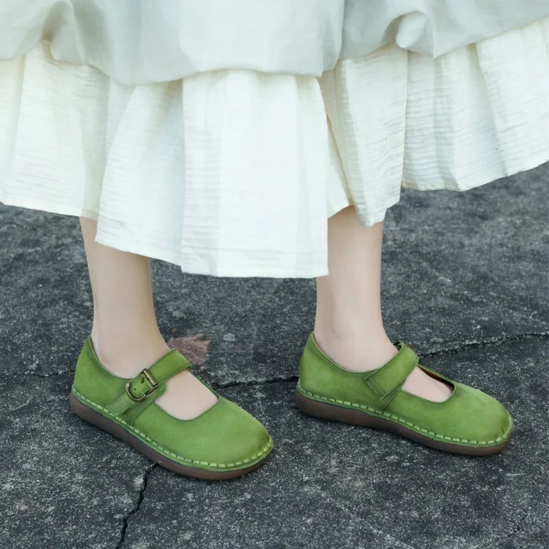 2026 Autumn Women's Genuine Leather Flat Shoes Luxury Handmade Quality Comfortable Outdoor Daily Woman Casual Shoes Size 40