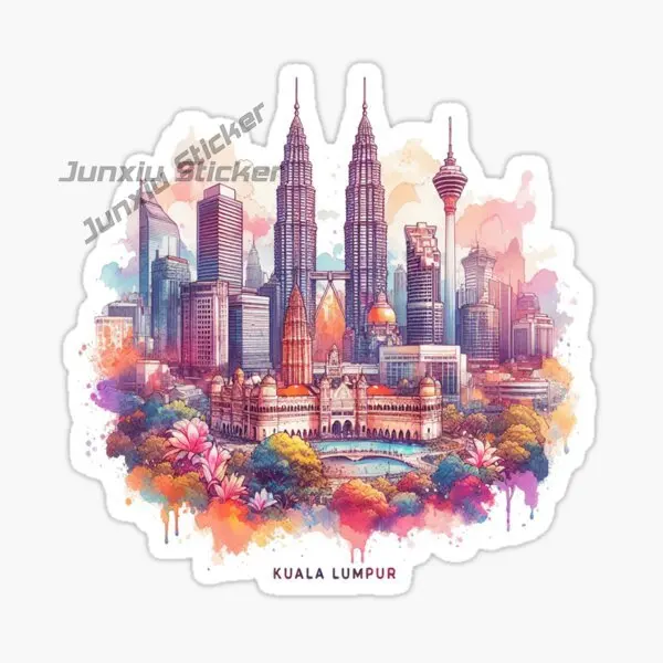 KUALA LUMPUR MALAYSIA National Flag National Emblem Mountain Scenic Car Stickers Waterproof Vinyl Decal No Fade Print and PVC
