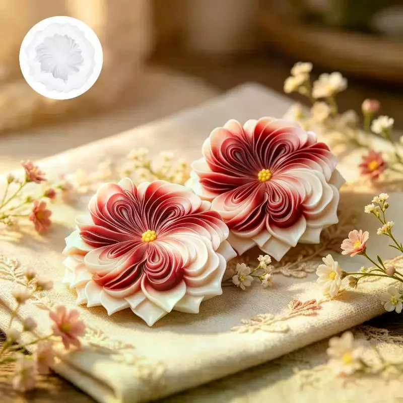 Cavity 3D Dahlia Flower Silicone Mold Crafts High-Temp Resistant Non-Stick Mold With Blooming Dahlia Easy Clean