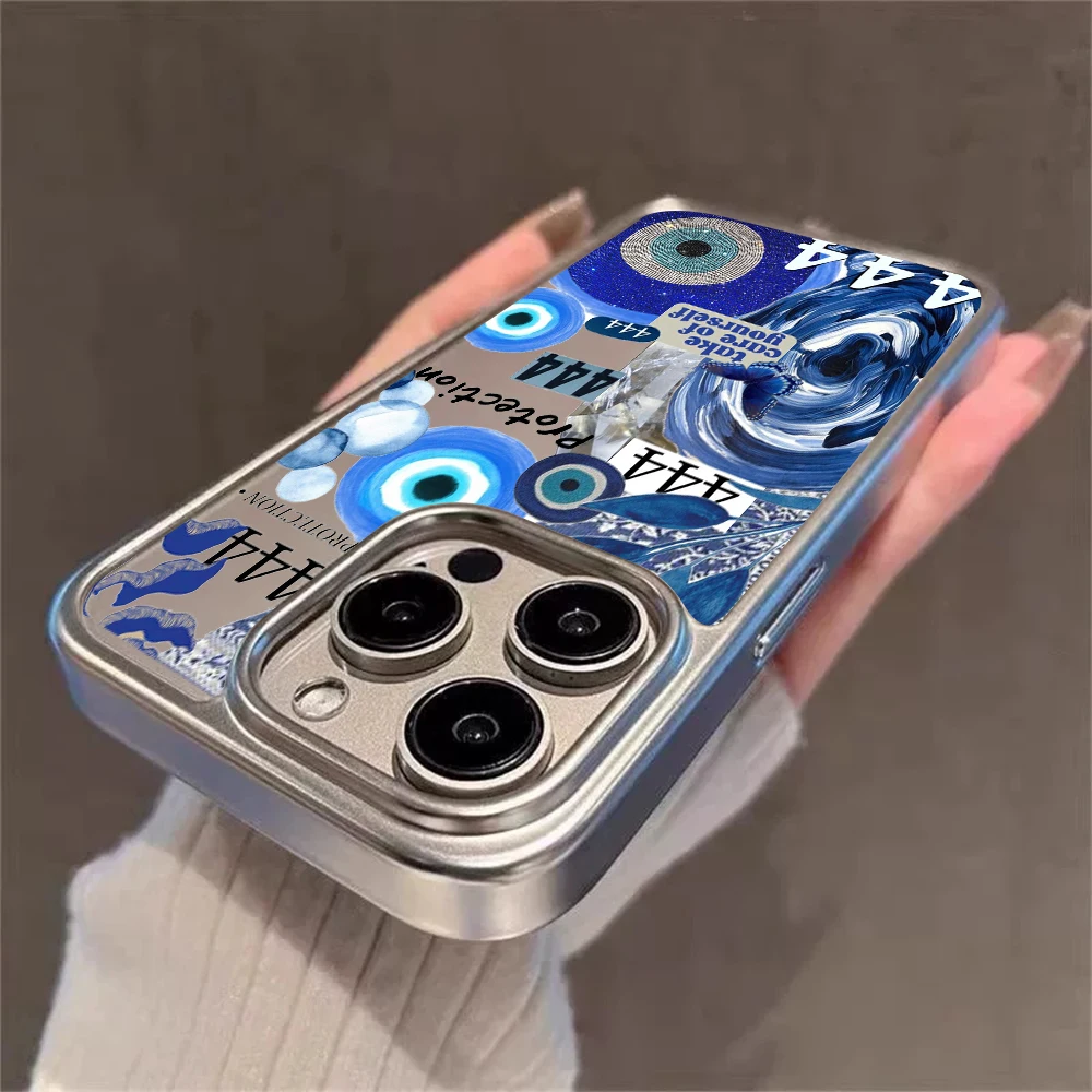 Hamsa Hand Evil Eye Collage Clear Case For iPhone 16 15 Pro Max Cases iPhone 17  14 1511 12 13 ProMax Plus XS Plating Drop Funda view 6