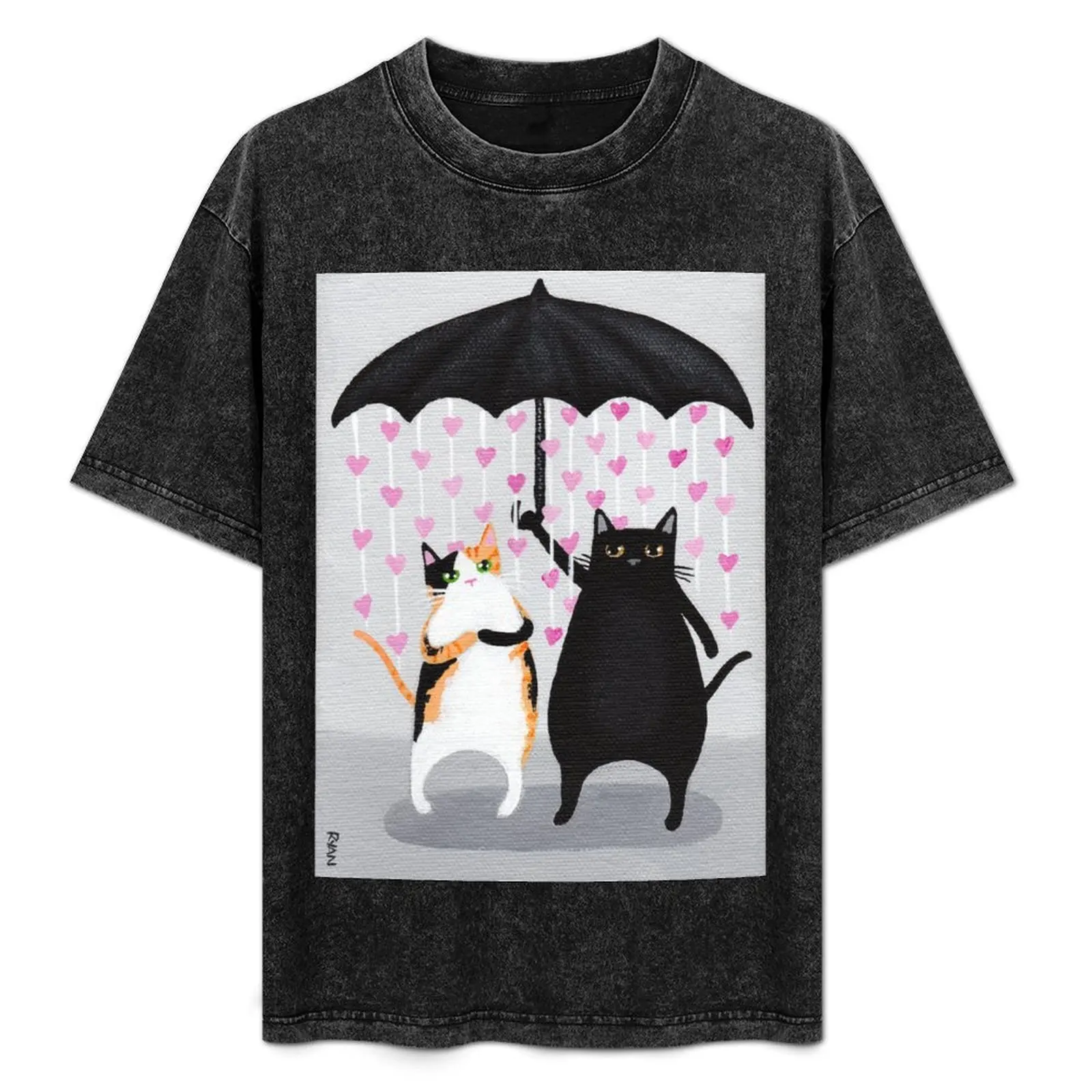 

Love Rains Down Cats T-Shirt Casual Fashion Short Sleeve Cotton T-Shirt
