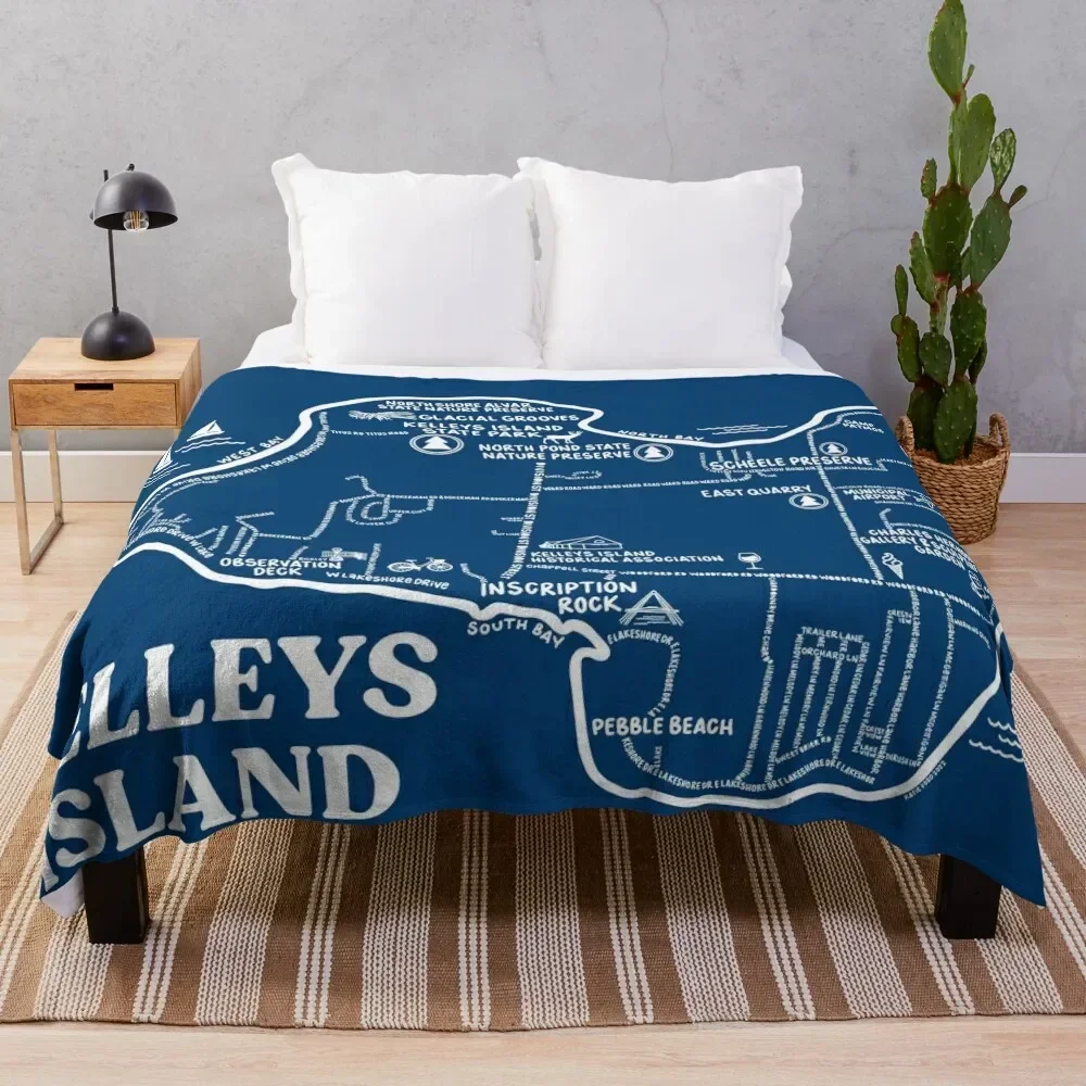 

Kelleys Island Map Throw Blanket Summer Beddings Heavy Plaid Thermal Blankets