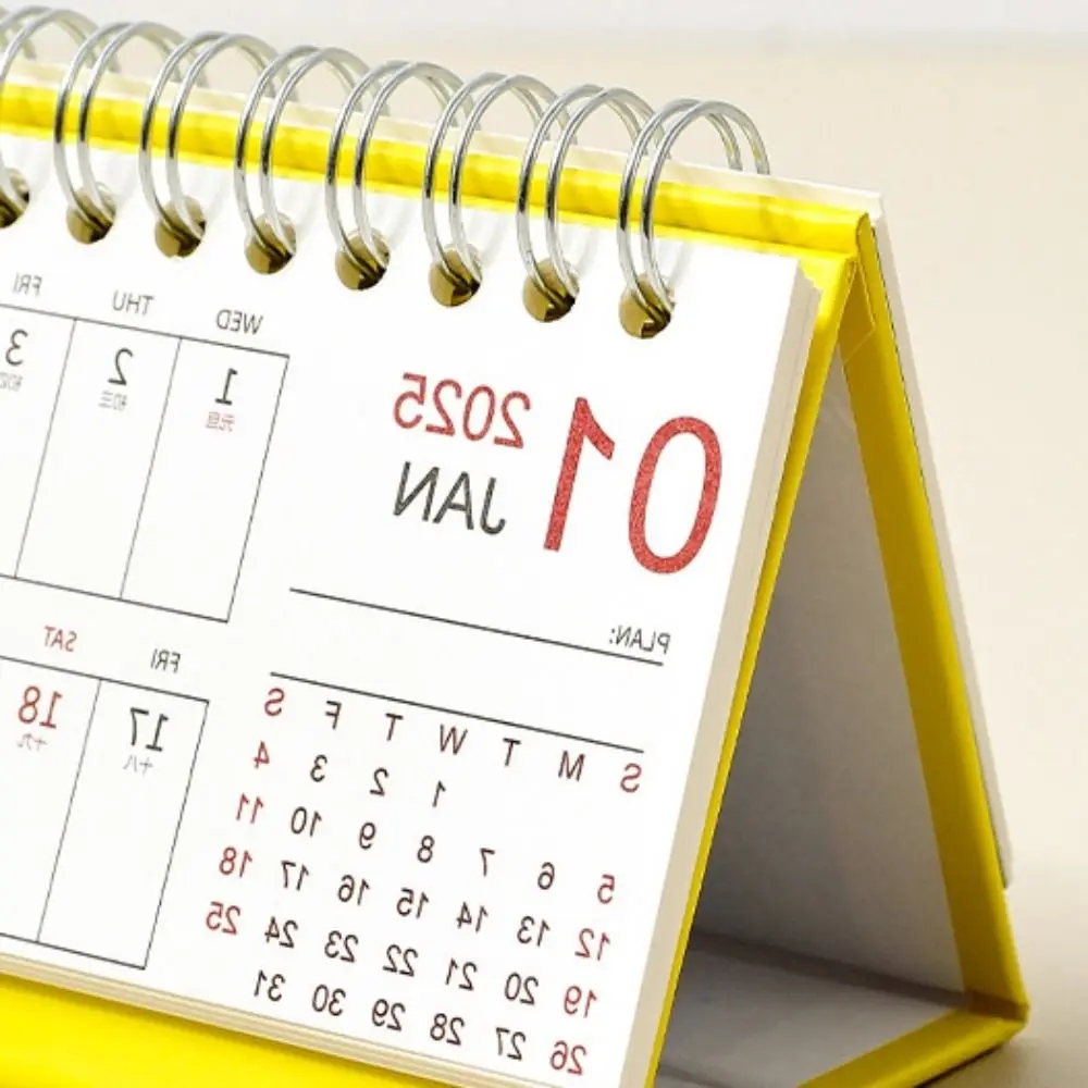 2Pcs Retro Color Cover 2025 Planning Desk Calendar Comprehensive Colorful Mini Desk Calendar Detailed Retro Memo Calendar Home