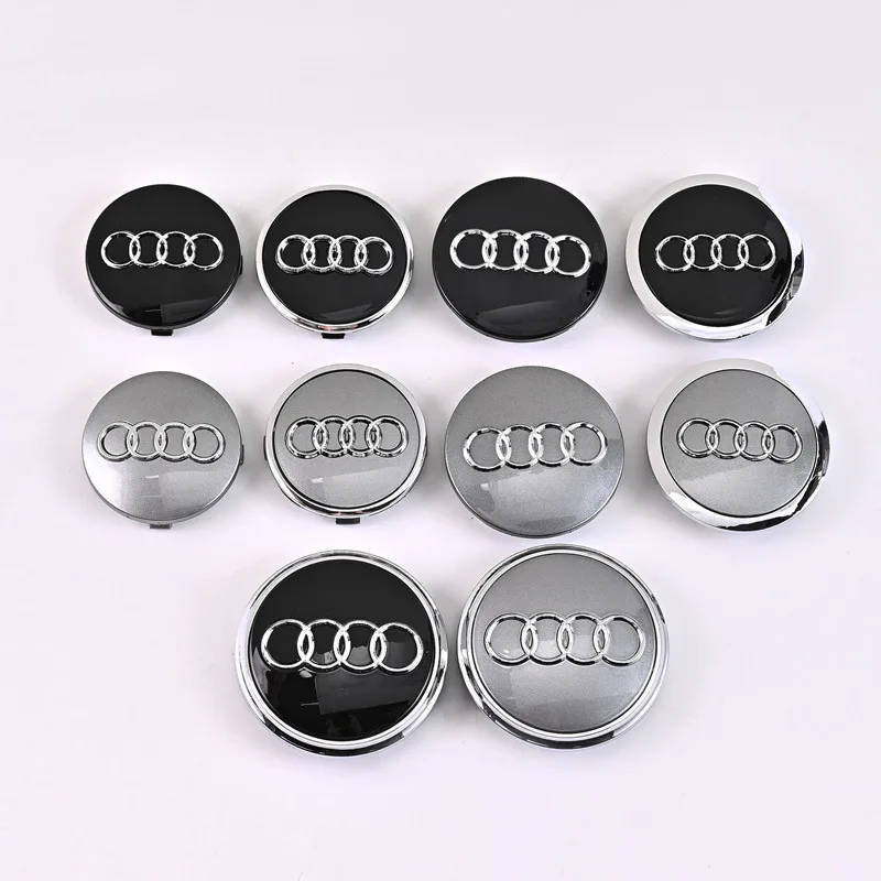 Estilo do carro Cap Wheel Center, Hub Covers, Emblema para Audi A3, A4, A5, A6, A7, A8, S4, S6, 60mm, 61mm, 68mm, 69mm, 77 milímetros, 4 PCes