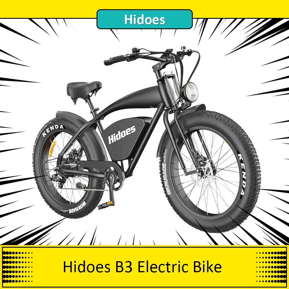 Hidoes B3 Electric Bike 1200W Motor 25km/h Max Speed 48V 18.2Ah Battery Off-Road Tire Bicycle for 50-60km Mileage 90kg Max Load