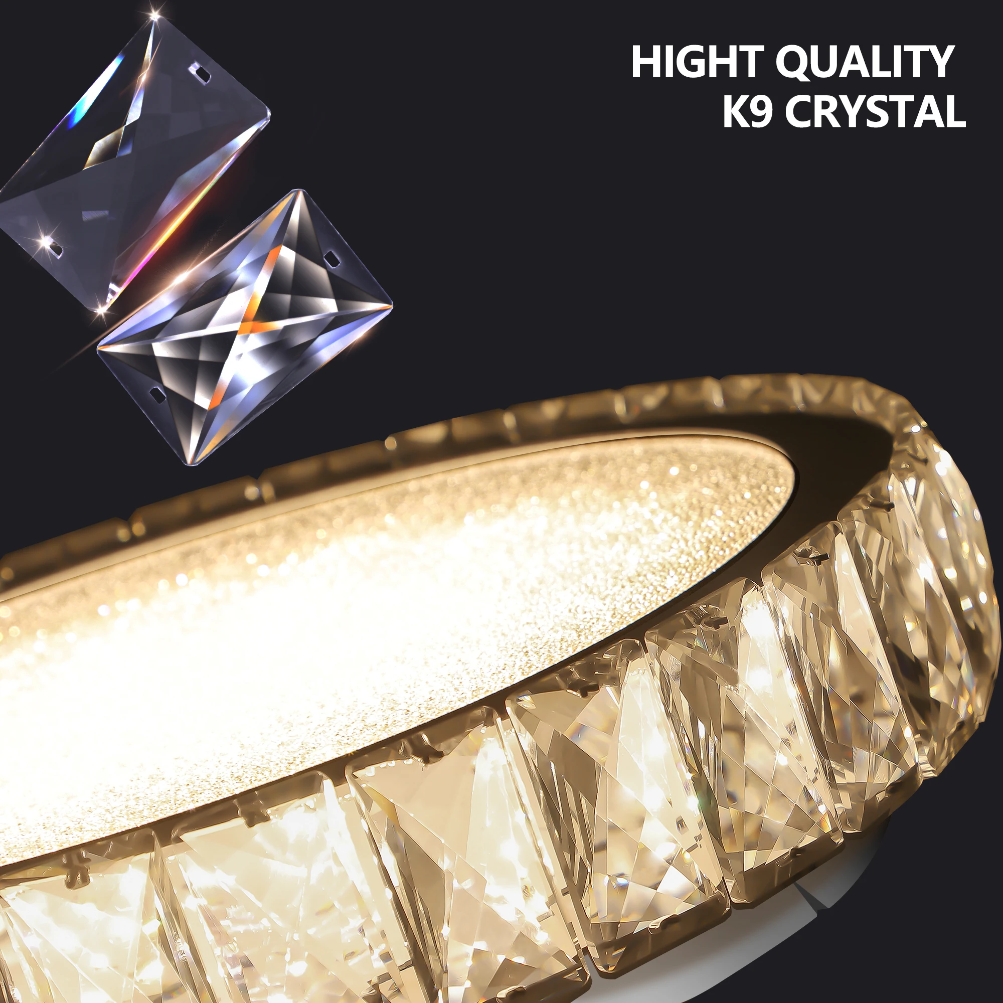 Luz de techo LED de cristal, montaje empotrado de 19,7 pulgadas, accesorio moderno regulable de 45 W, ahorro de energía, perfecto para sala de estar, dormitorio