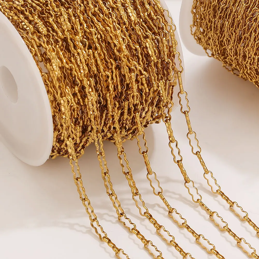 1 متر الفولاذ المقاوم للصدأ اليدوية سلاسل القرع DIY بها بنفسك صنع المجوهرات قلادة سوار مفتاح لوازم أقراط صنع سلسلة الجسم #3