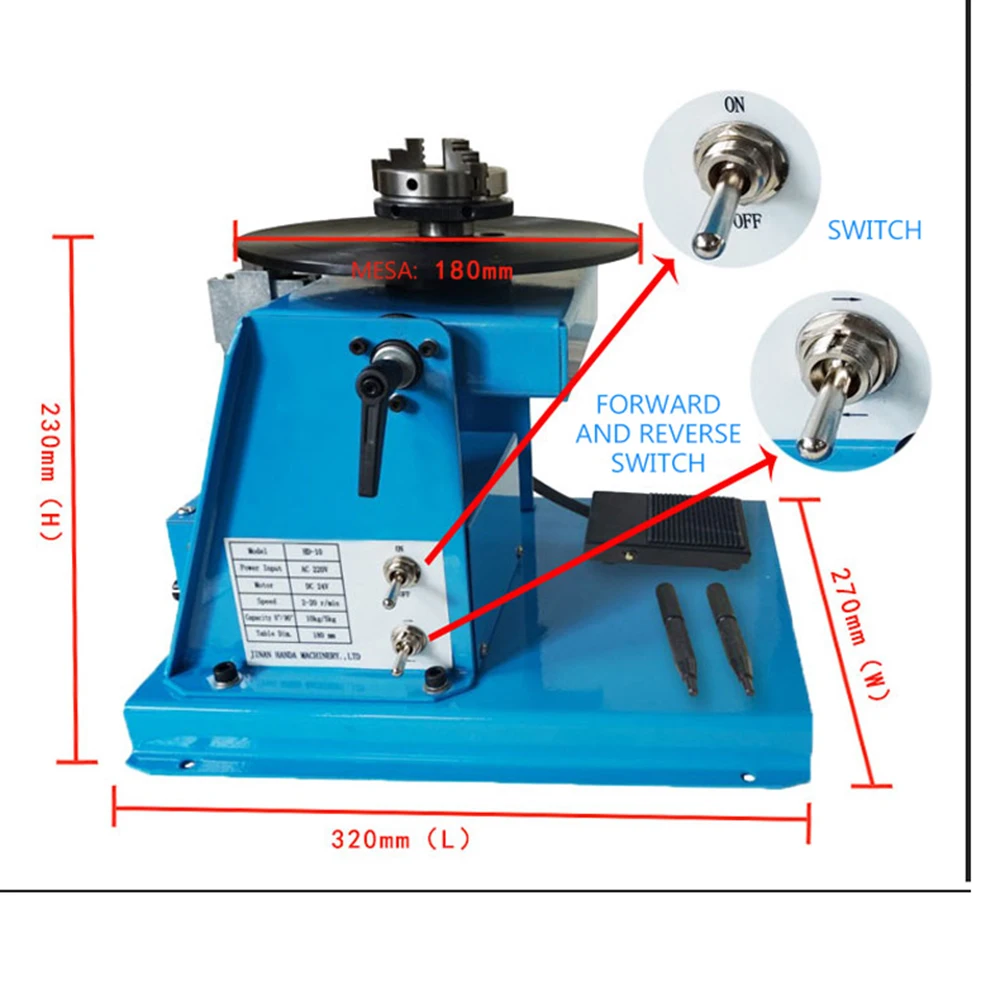 10 KG Small Welding Positioner Combined Automatic Welding Turntable + 65mm Chuck High Quality