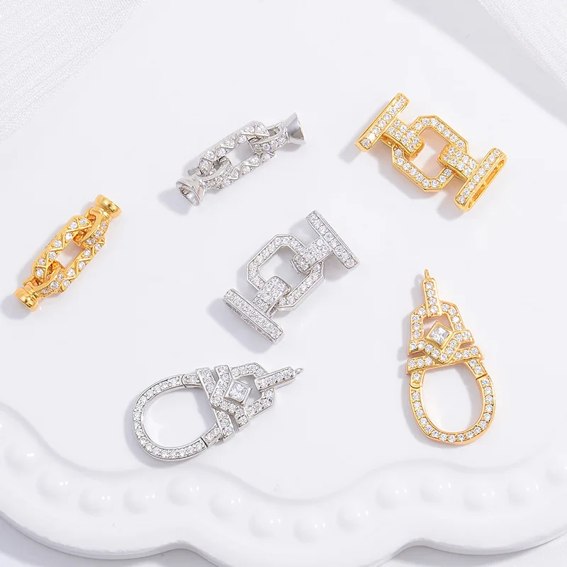 

Геометрическая овальная застежка с бриллиантами, стерлинговое серебро S925, 3-рядный квадратный магнитный замок для многожильных ювелирных изделий, элегантный поиск стиля OL