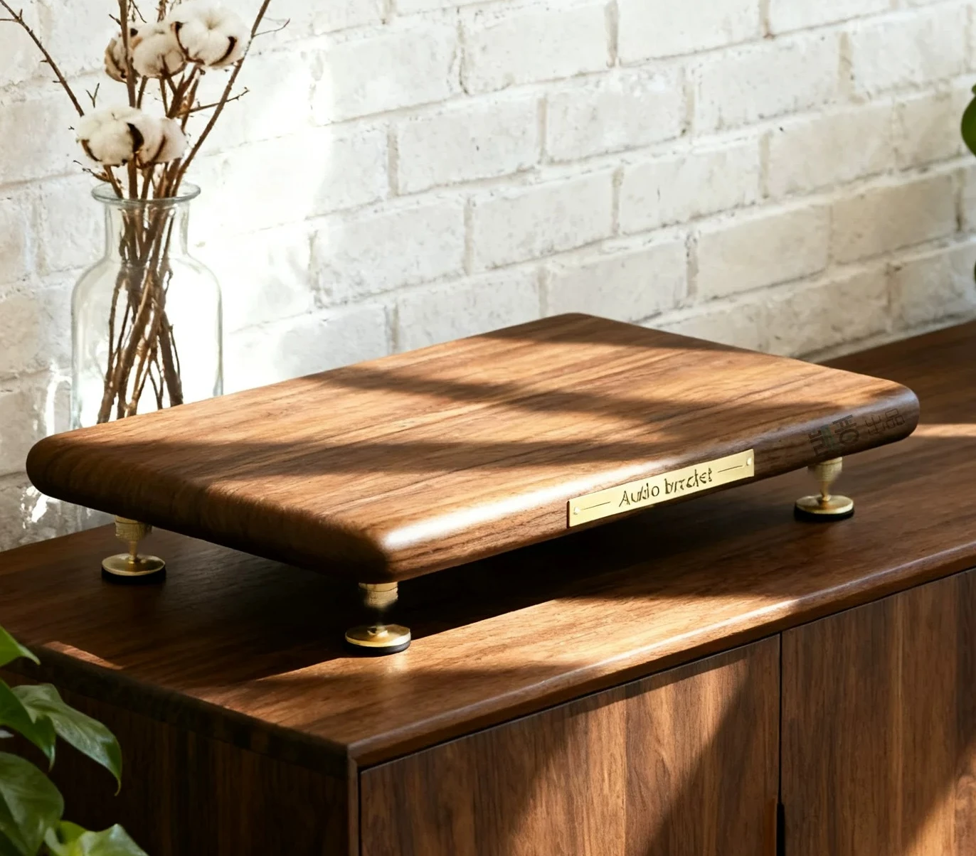 Applicable audio shock absorber bracket, black walnut solid wood desktop speaker placement rack, universal foot nail foot pad