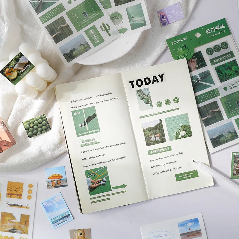 6pcs/set Washi Paper Stickers Memory Study Club Series Ins Style Collage Decorative Stickers