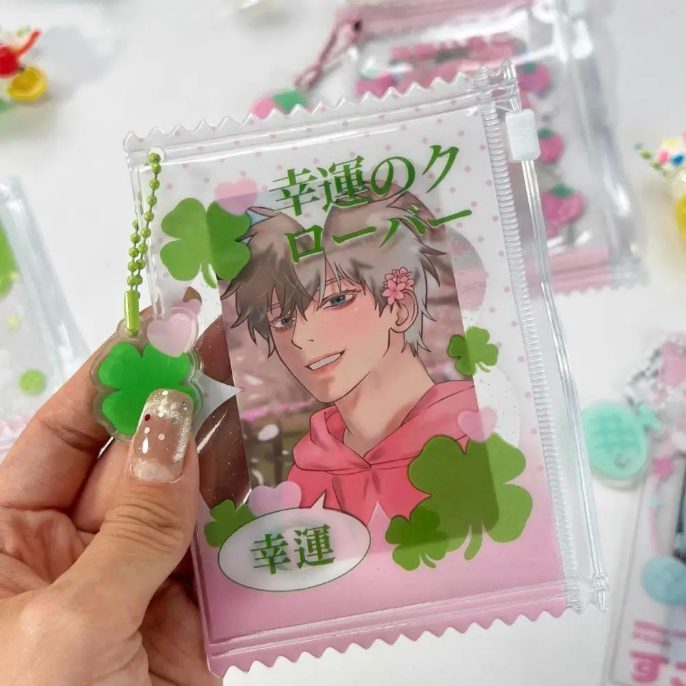 

1pcs Transparent Card Holder Cute INS Shiny Candy Bag Card Sleeves Cute Cartoon Anime Badge Card Storage Key Chain Accessories