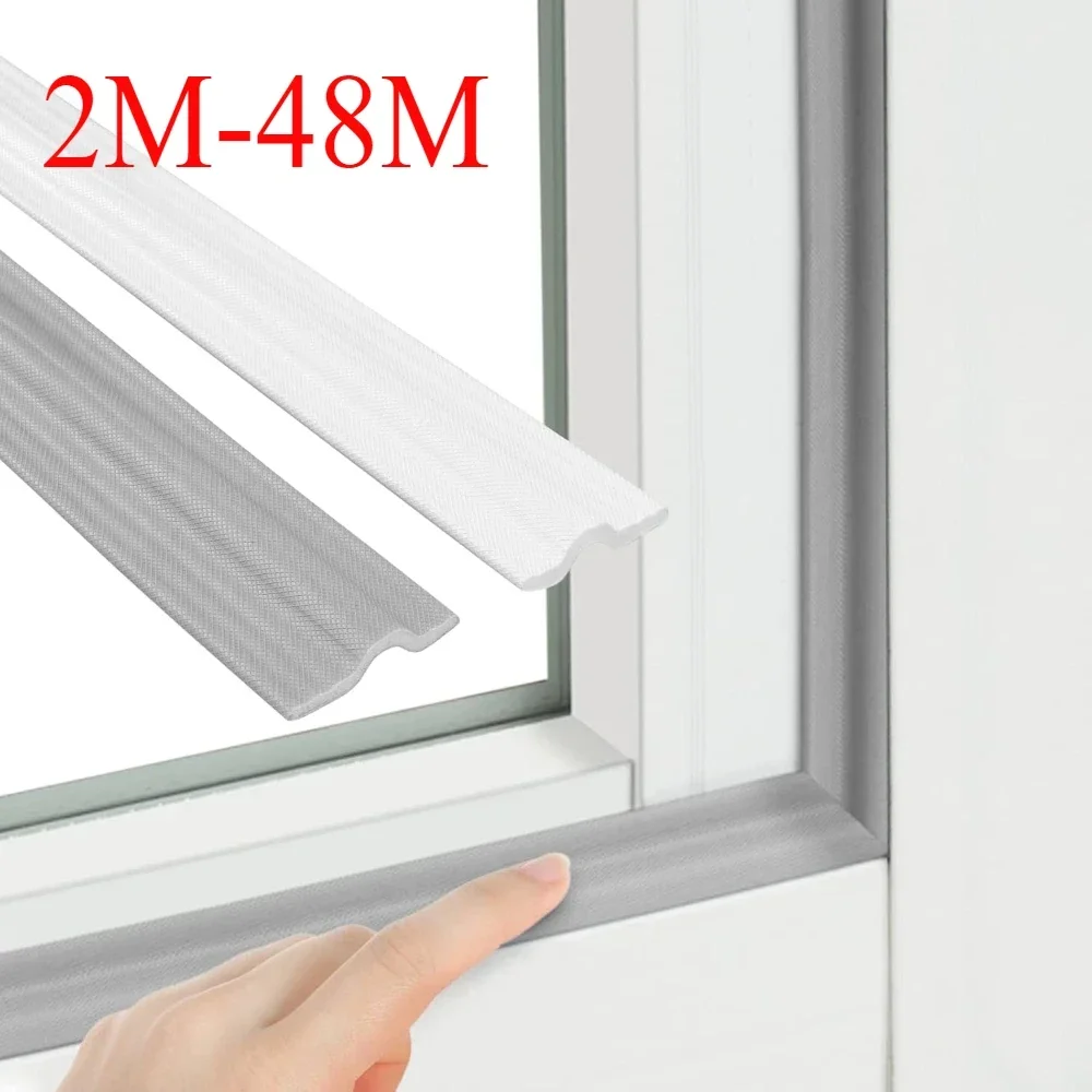 2M-48M Sliding Window Weather Stripping Self Adhesive Cuttable Soundproofing Foam Door Gap Bottom Stopper Seal Strip White Gray