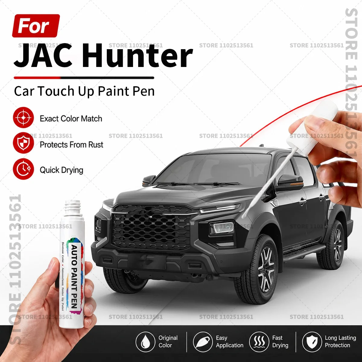 Automotive Paint Pen Car Scratch Remover Touch Up Repair Pen DIY Vehicle Paint Repair Tool Accessories For JAC Hunter White Blue