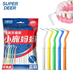 10 PCS Fawnmum L-Shape Interdental Brush Wire Orthodontic Interdental Brush Orthodontic Toothbrush Soft Bristle Oral Care