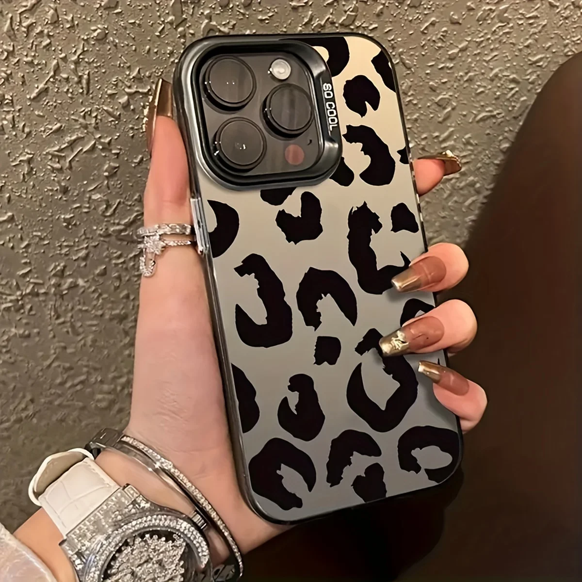 

Black leopard print pattern phone case suitable for iPhone 17 16 15 14 13 12 11 Pro Max plus, X, XR, XS anti drop back cover
