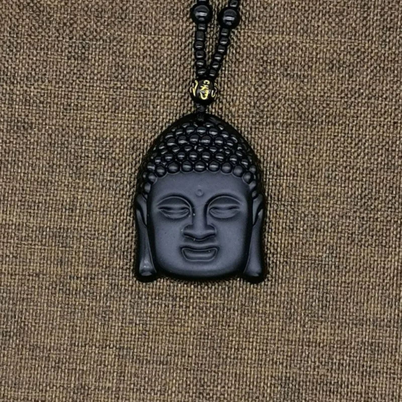 

Обсидиан Голова Будды Шакьямуни Модное Ожерелье Аксессуары