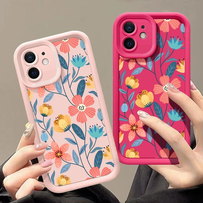 Colorful Flowers Silicone Case For iPhone 15 16 Pro Max 14 13 12 11 Pro Max 7 8 XR XS SE Shockproof Bumper Soft TPU Phone Cover image 3