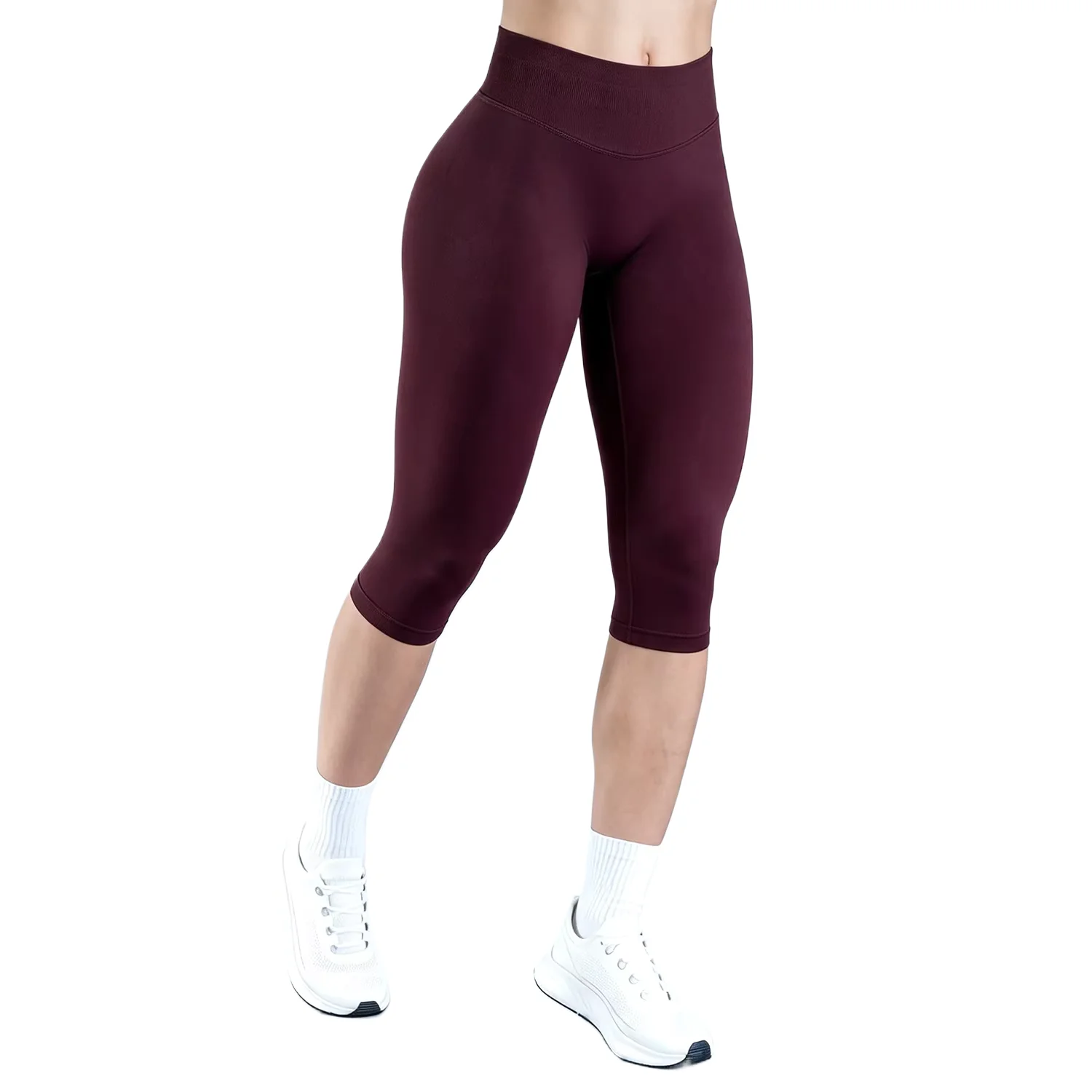 Women's Low Waisted Capri Pants Super Soft No See Through Workout Yoga Running Athletic Push Up Gym Fitness Leggings