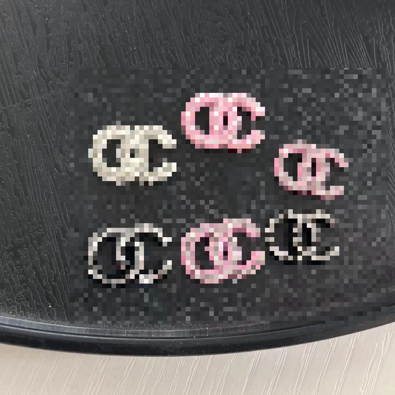 5psc Full Diamond Jewelry Accessories Simple and Versatile Metal Letter C Resin Flatback Pink DIY Decorative Auxiliary Material