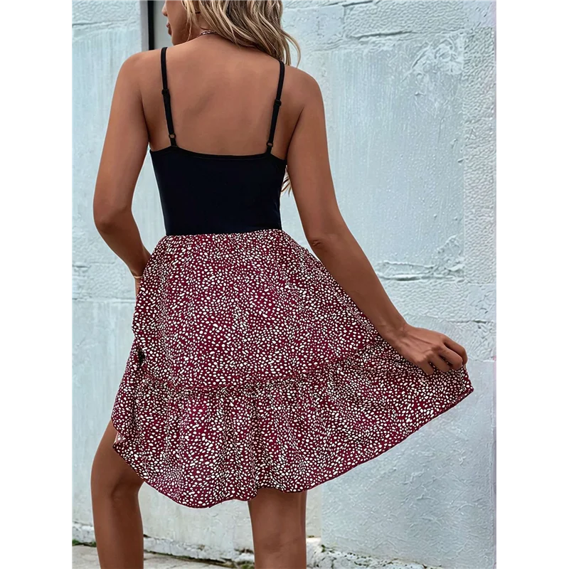 ASDS-Womens 2025 Summer Floral Mini Dress Boho Flowy Dresses Short Sleeveless Ruffle Spaghetti Strap Dress