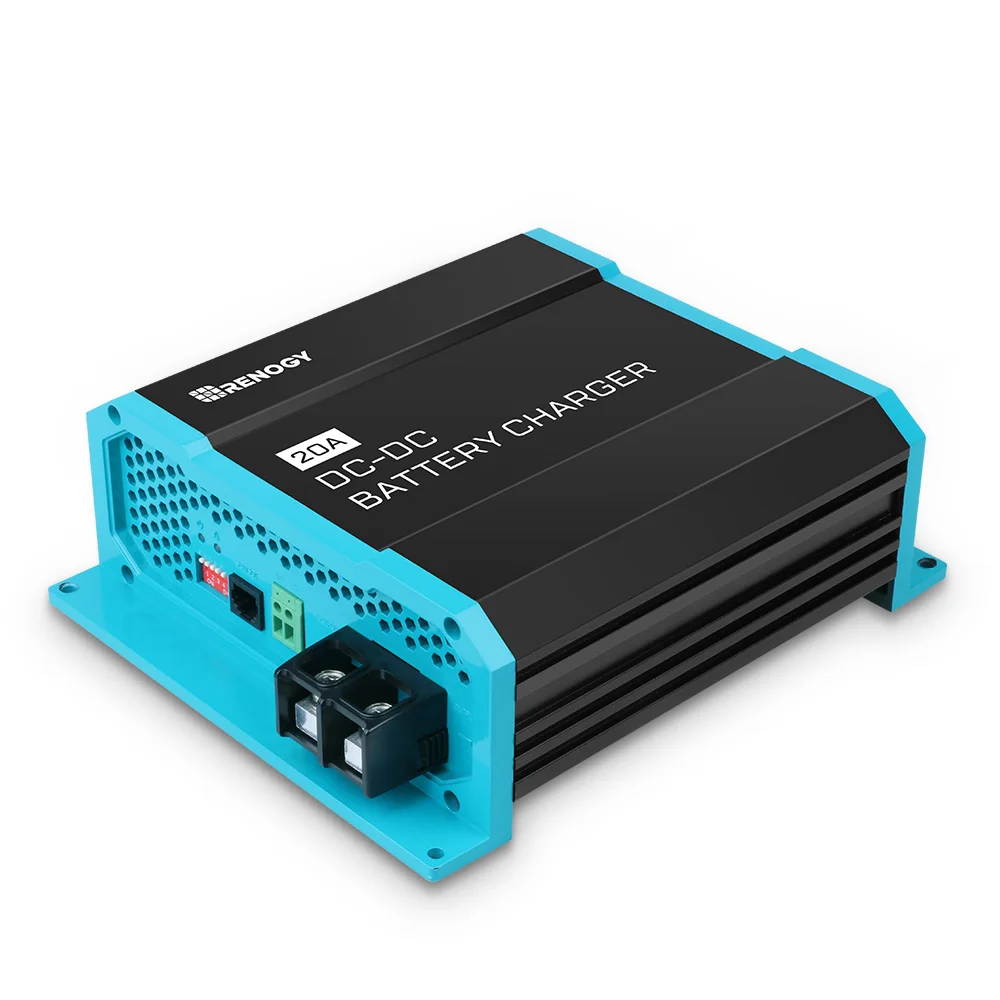 Carregador de Bateria a Bordo Renogy 12v 20a dc para dc para Gel Inundado Agm e Lítio Usando Carregamento em Vários Estágios