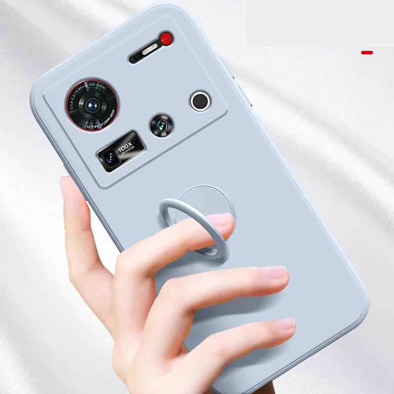 Чехол для телефона ZTE Nubia Z60 Z70 Ultra Z70ultra Z60ultra, жидкий силиконовый чехол, мягкий чехол для телефона, кольцо-держатель с защитной пленкой для экрана