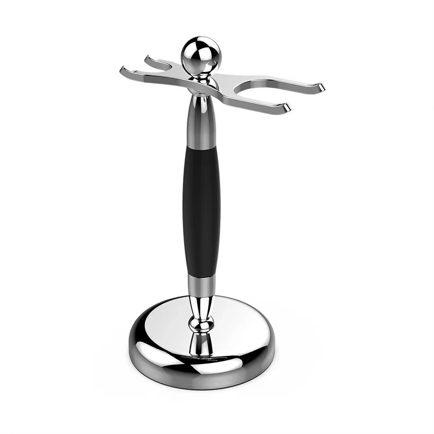 فرشاة حلاقة ممتازة من الفولاذ المقاوم للصدأ ، حامل حلاقة ، قاعدة أنيقة مرجحة ، مقبض أسود