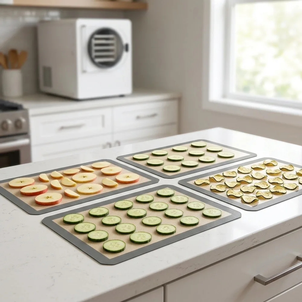 For Harvest Right Freeze Dryer Silicone Baking Mats 5Pc Nonstick Drying Liners Set for Efficient Food Drying and Easy Cleaning