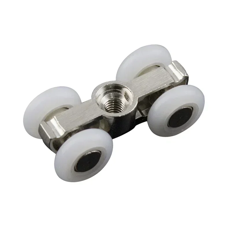 yes10PCS Shower Room Glass Sliding Door Roller 4 Wheels Brass Hanger Roller Bathroom Sliding Door Pulley Accessories Width 21.5m