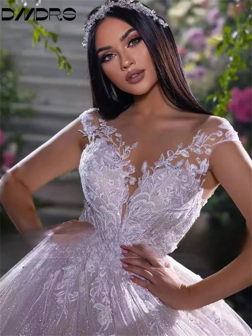 Robe de mariée A-ligne élégante pour les patients, appliques en dentelle romantique, robe en tulle, robe de mariée éducative