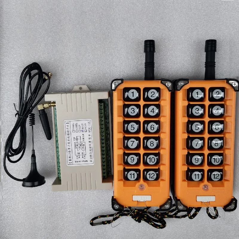 New 433MHz Long Distance Industrial 12CH Receiver DC12V 24V   Wireless Remote Control Overhead Travelling Antenna Numer key
