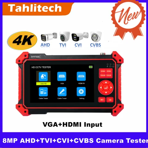 CCTV Tester Monitor Auto Coaxial Camera Tester 4K 8MP TVI/CVI/AHD/CVBS Video Monitor 5 inch TFT-LCD Screen Support Cable Tester