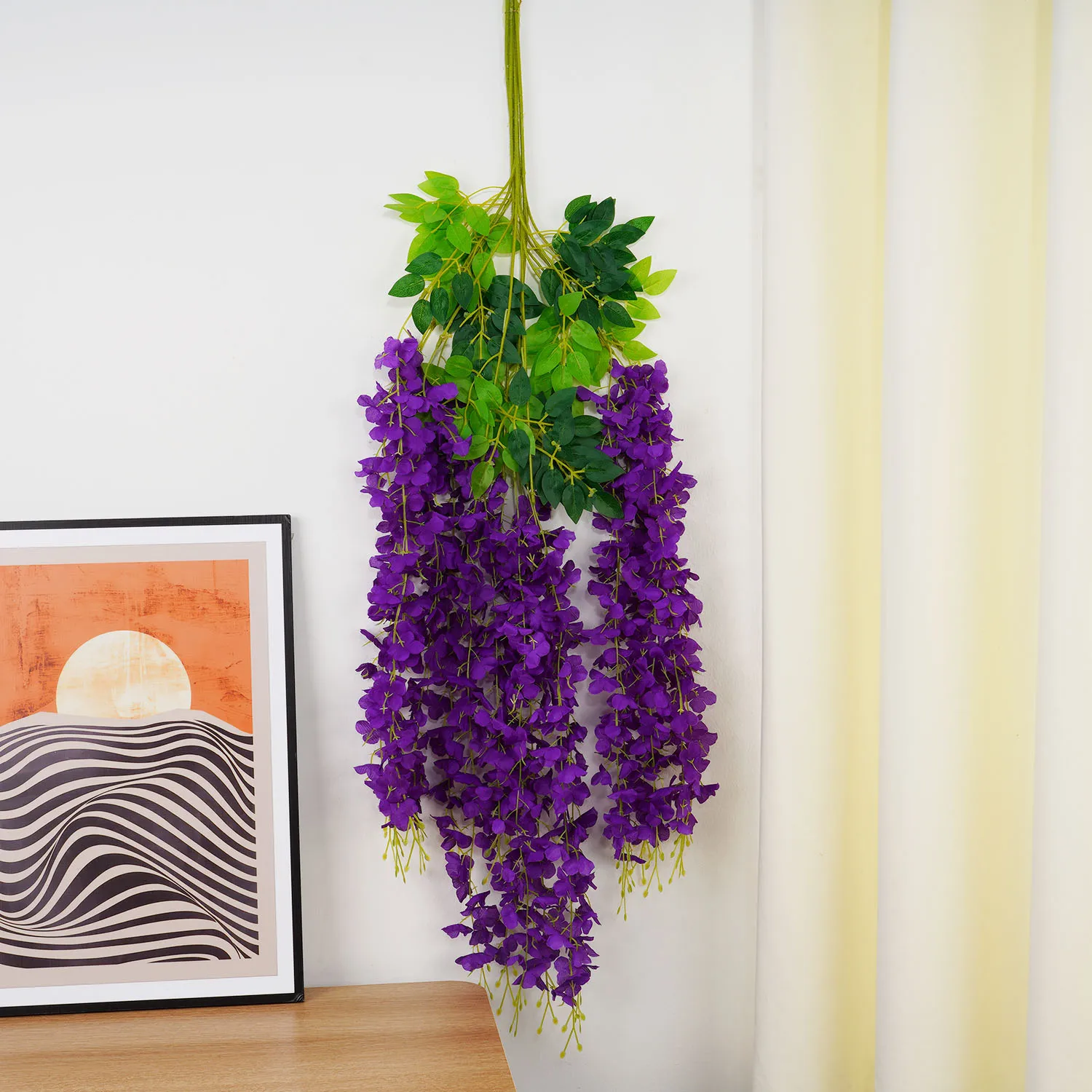 Fake Wisteria Artificial Flower Vine Ivy Leaf Garland for Home Wall Plant Flower Decor Wedding Arch Flower Decor 110cm Wisteria