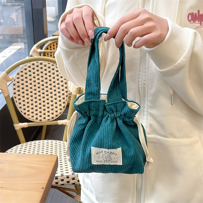 

Fashion Corduroy Drawstring Handbags Protable Phone Pouch Makeup Bag Handbag for Women Travel Organizer Bags Wedding Supplies