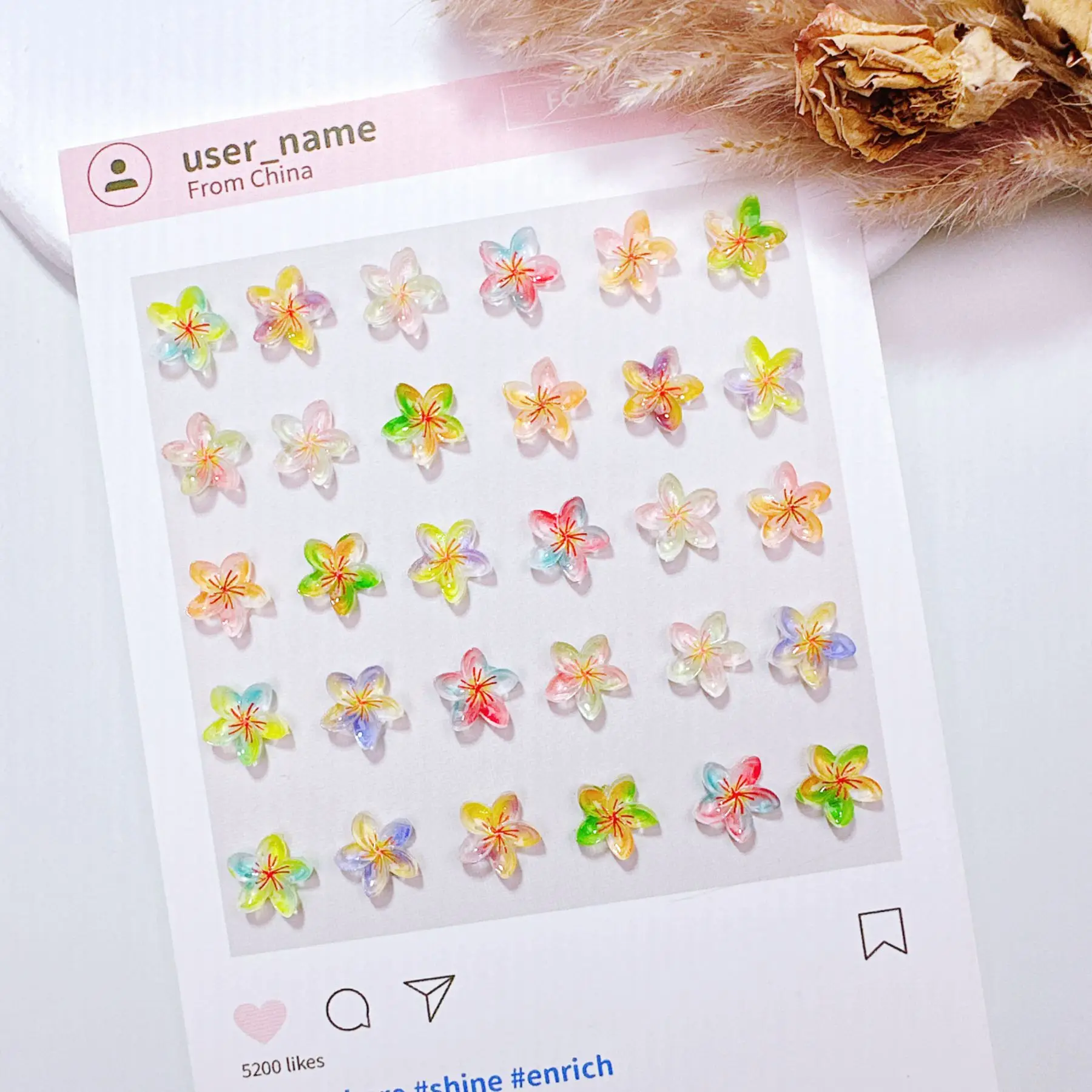 50/100/200Pcs, 9*9mm, Frangipani, Flower, Five Petals Flower, All Match, Multicolor, Nail Accessories, Stereo, DIY