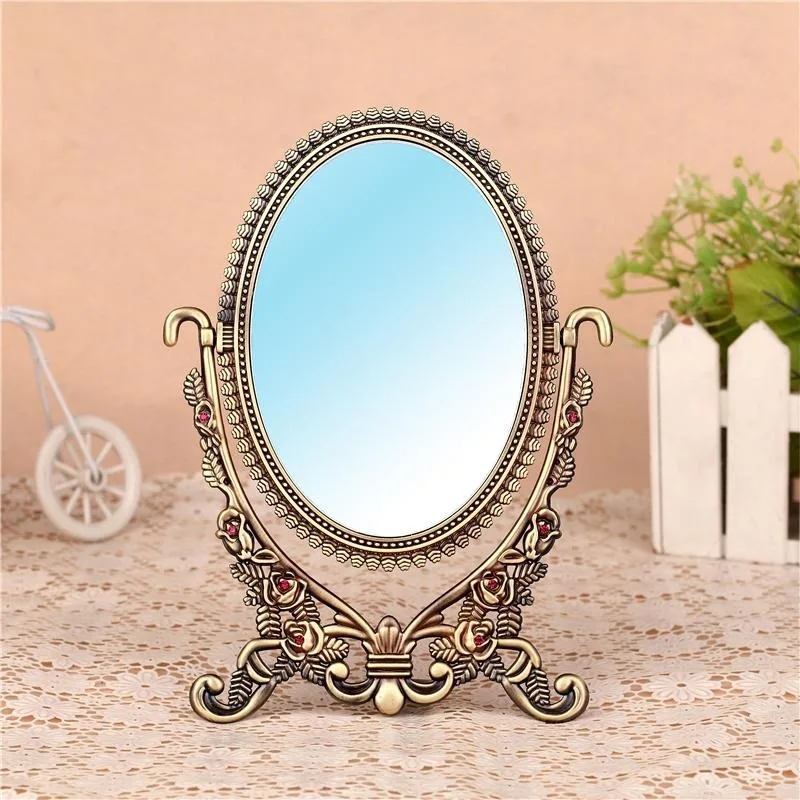 

Simple European Mirror Vintage Portable Makeup Standing Mirror Living Room Macrame Espejo Maquillaje Luz House Accessories